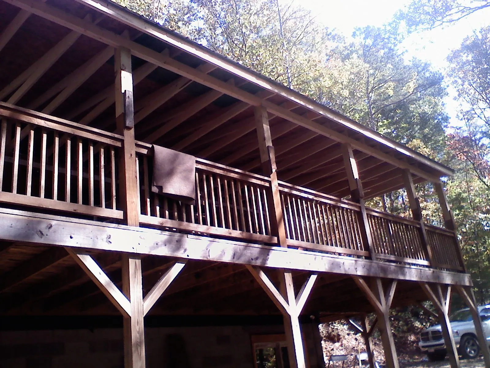 Timber framing under a new elevated porch and deck — Roof Leak Repair in Lincolnton by Roofing Brothers